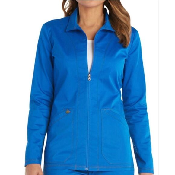 Dickies Jacket Womens Size petite Small Work Front zip up Long Sleeve Blue work - Picture 1 of 8